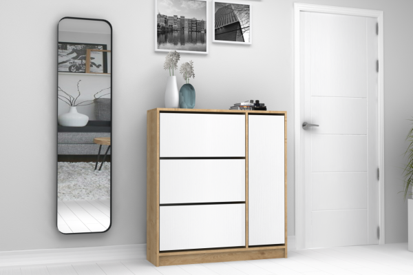 Dmodül Mod Ayakkabılık 105 cm Meşe Beyaz Derinlik 30cm