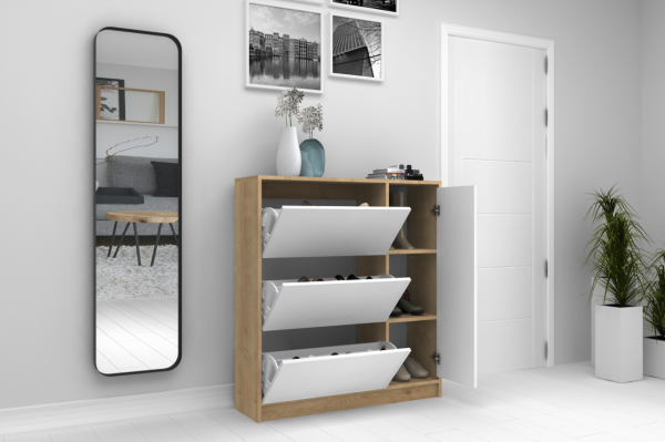 Dmodül Mod Ayakkabılık 105 cm Meşe Beyaz Derinlik 30cm