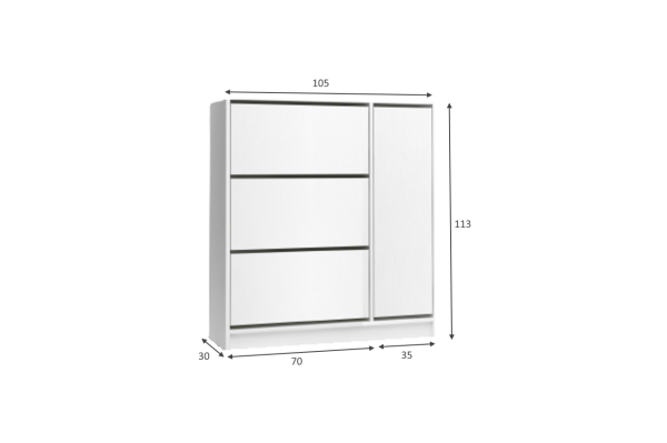 Dmodül Mod Ayakkabılık 105 cm Beyaz Derinlik 30cm