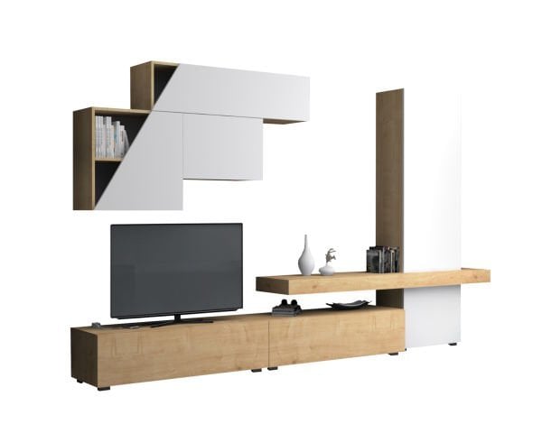 Dmodül Fitz Duvar Tv Ünitesi 300 cm Meşe Beyaz