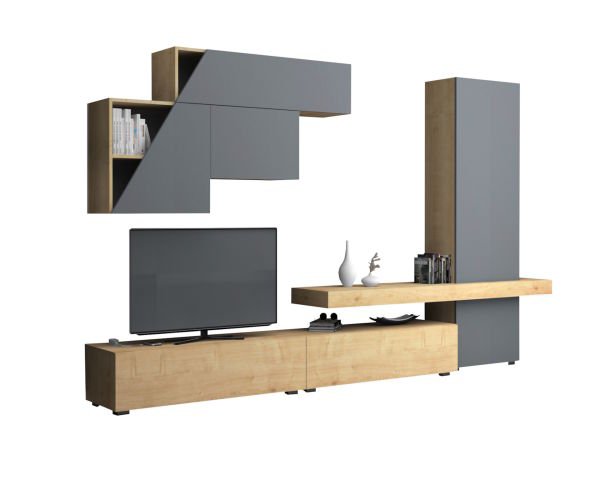 Dmodül Fitz Duvar Tv Ünitesi 300 cm Meşe Gri