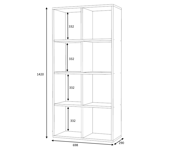 Dmodül Anser Dekoratif Kitaplık 70 cm Meşe