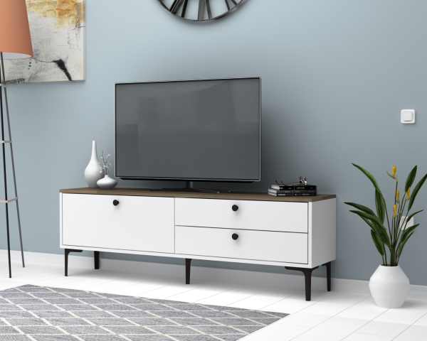Seles 160cm Tv Sehpası Ceviz Beyaz