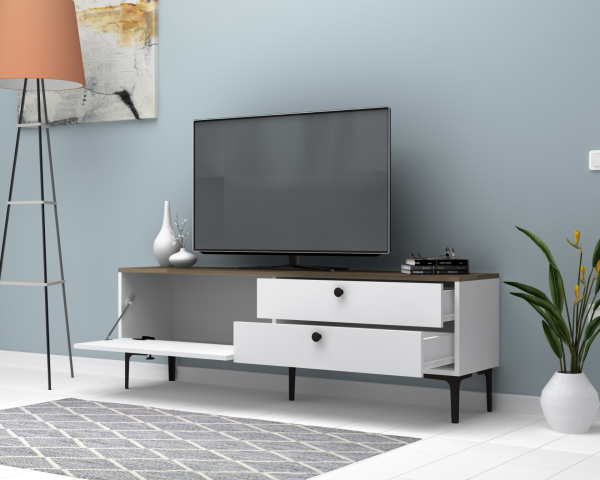 Seles 160cm Tv Sehpası Ceviz Beyaz