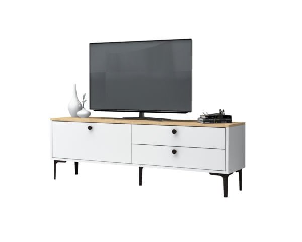 Seles 160cm Tv Sehpası Meşe Beyaz