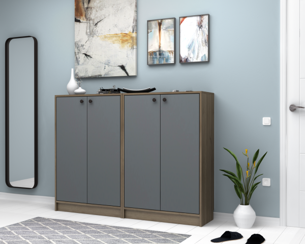 Dmodül Sirius Ayakkabılık 80 cm Ceviz Gri Derinlik 35 cm