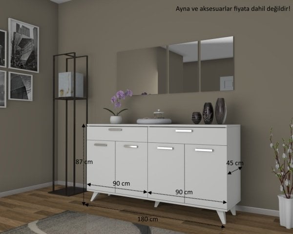 Dmodül Viven Konsol Çok Amaçlı Dolap  180 cm Beyaz