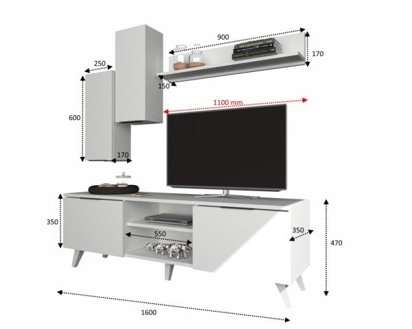 Dmodül Moment Tv Ünitesi 160 cm Beyaz