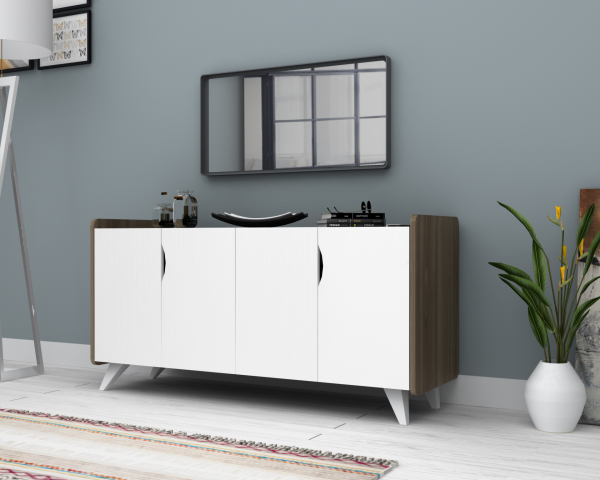 Dmodül Noon Konsol Çok Amaçlı Dolap Ceviz Beyaz 140 cm
