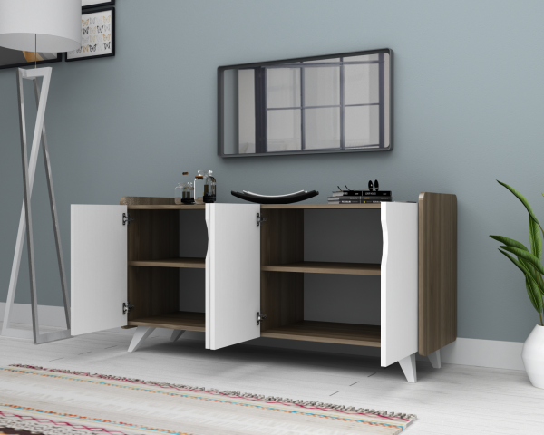 Dmodül Noon Konsol Çok Amaçlı Dolap Ceviz Beyaz 140 cm