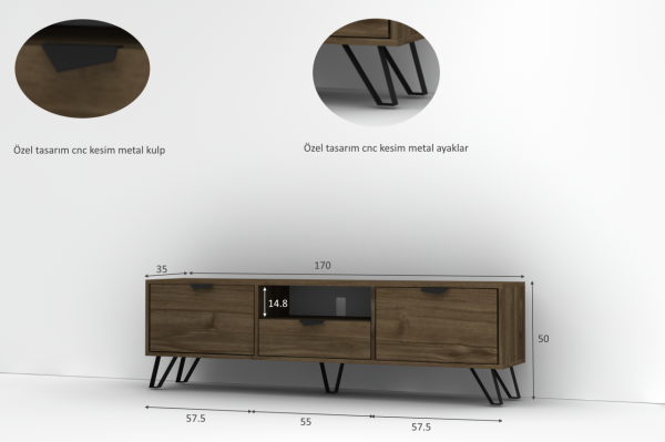Dmodül Jasmine Tv Ünitesi 170 cm Ceviz-20
