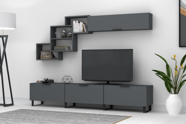 Dmodül   Losta Metal Ayaklı Tv Ünitesi 210 cm Gri