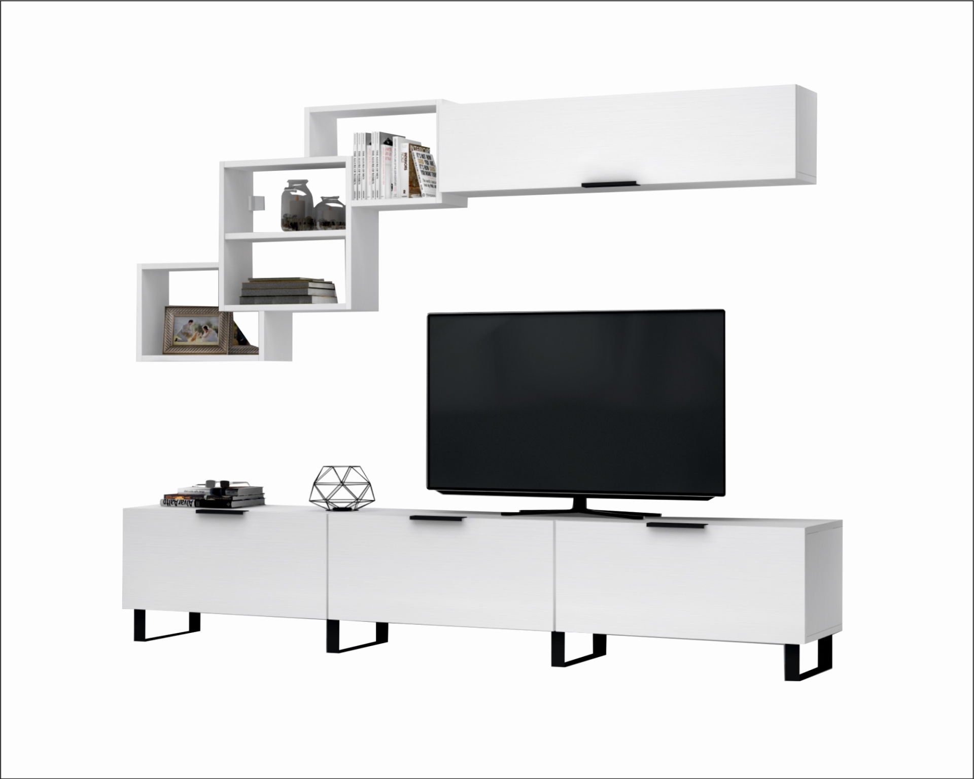 Dmodül   Losta Metal Ayaklı Tv Ünitesi 210 cm Beyaz