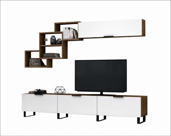 Dmodül   Losta Metal Ayaklı Tv Ünitesi 210 cm Ceviz Beyaz