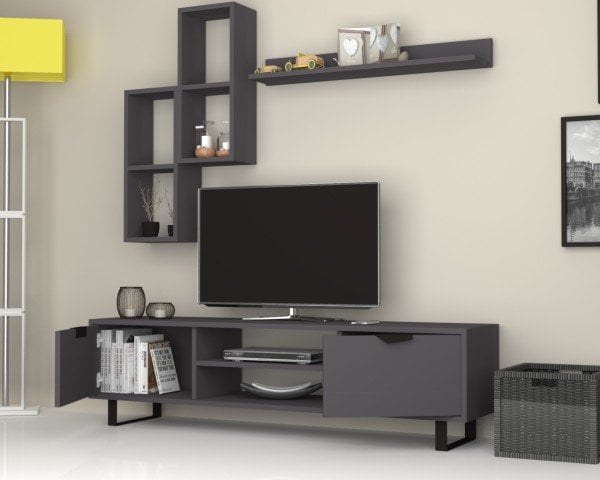Dmodül Lonsa Metal Ayaklı Tv Ünitesi 160 cm Gri