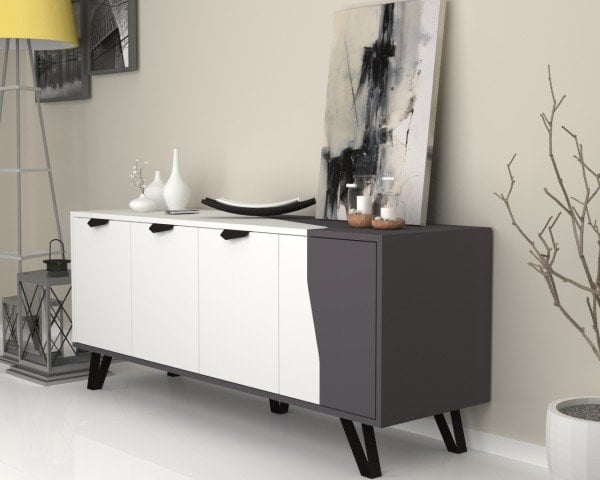 Dmodül Jasmine Metal Ayaklı Konsol 160 cm Gri Beyaz