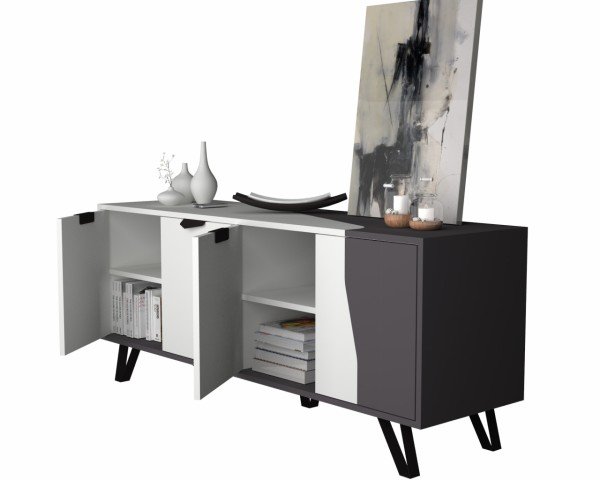 Dmodül Jasmine Metal Ayaklı Konsol 160 cm Gri Beyaz