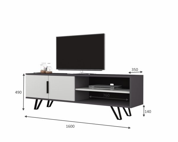 Dmodül Foot Metal Ayaklı Tv Ünitesi 160 cm Gri