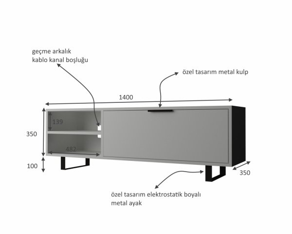 Dmodül New Smart 140 cm Tv  Ünitesi Beyaz