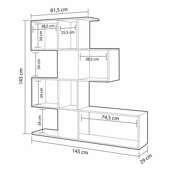 Dmodül Aktif Dekoratif Kitaplık 145 cm Gri Beyaz