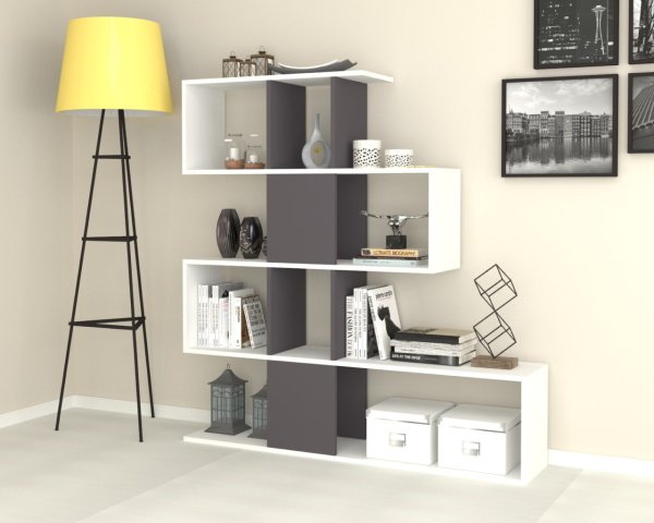 Dmodül Aktif Dekoratif Kitaplık 145 cm Gri Beyaz