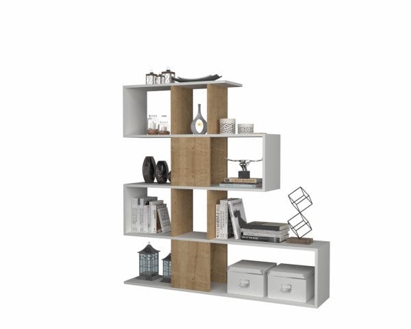 Dmodül Aktif Dekoratif Kitaplık 145 cm Meşe Beyaz