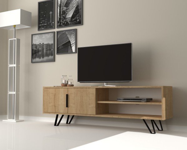 Dmodül Foot Metal Ayaklı Tv Ünitesi 160 cm Meşe