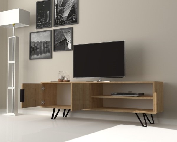 Dmodül Foot Metal Ayaklı Tv Ünitesi 160 cm Meşe