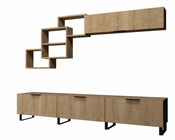 Dmodül   Losta Metal Ayaklı Tv Ünitesi 210 cm Meşe