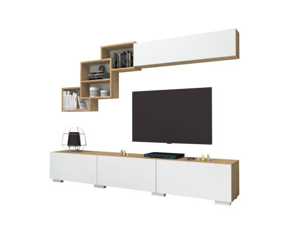 Dmodül Free Tv Ünitesi 210 cm Meşe Beyaz