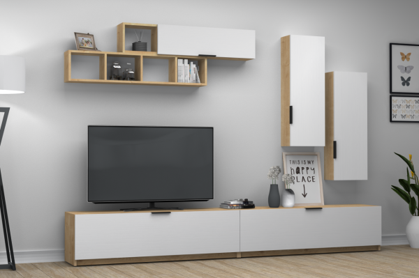 Dmodül Ege Tv Ünitesi 280 cm Meşe Beyaz