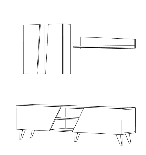 Dmodül Asos Tv Ünitesi 180 cm Gri