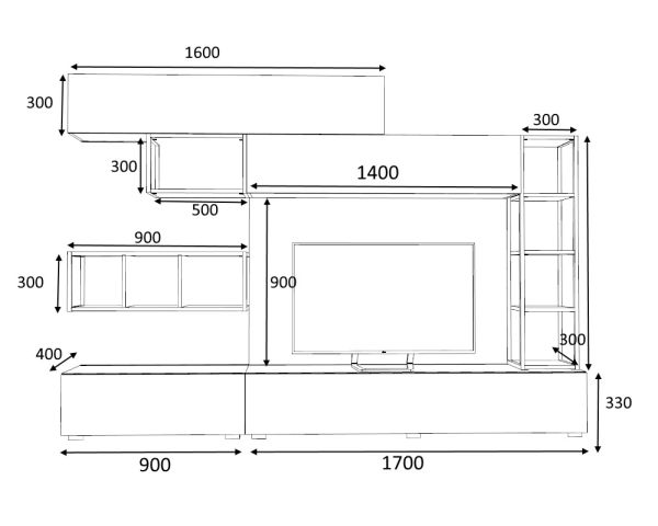 Dmodül Tronador Tv Ünitesi 260 cm Gri-Meşe