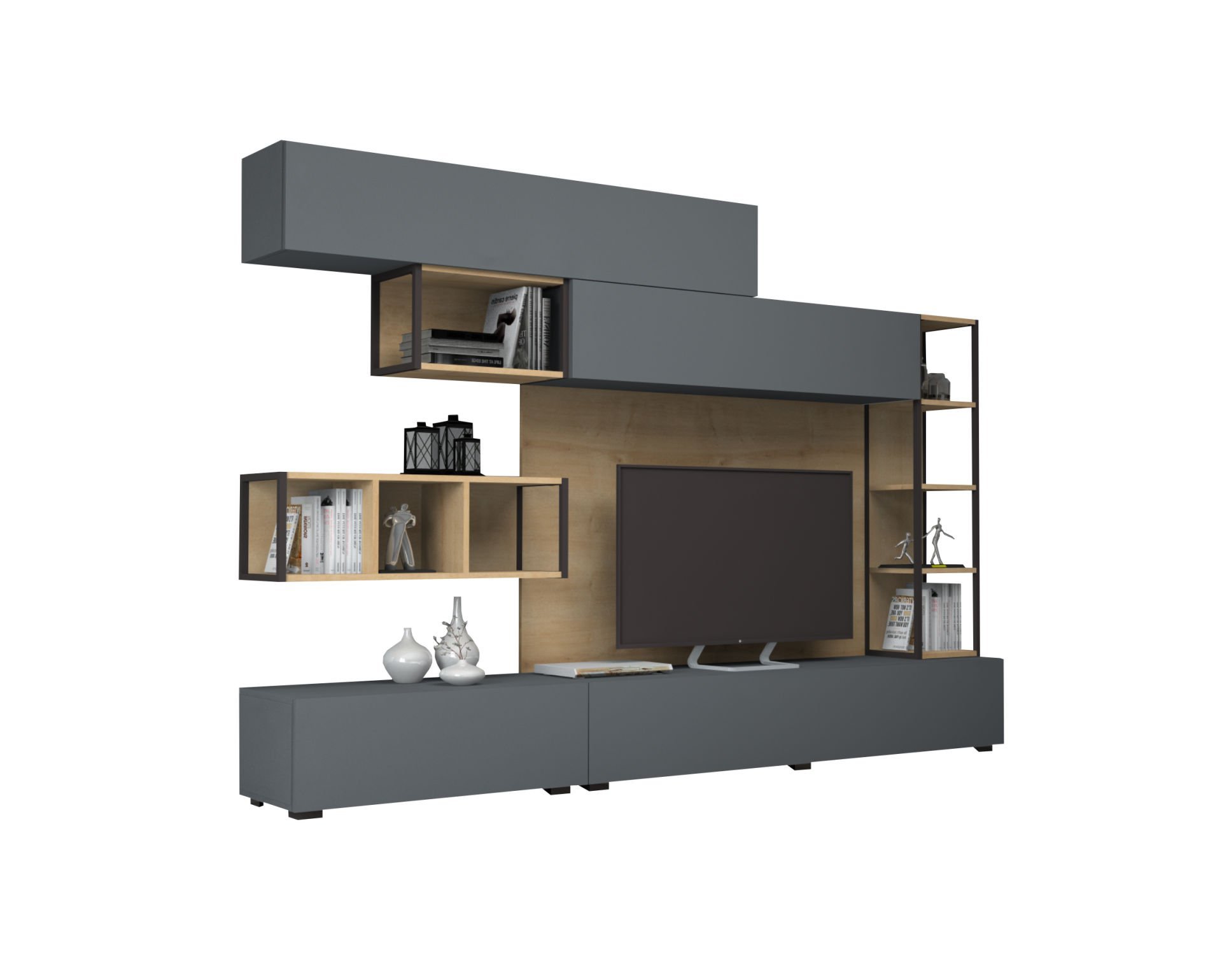 Dmodül Tronador Tv Ünitesi 260 cm Gri-Meşe