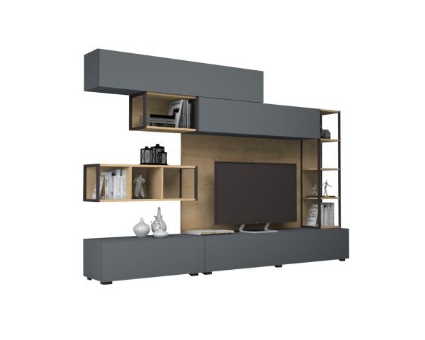 Dmodül Tronador Tv Ünitesi 260 cm Gri-Meşe