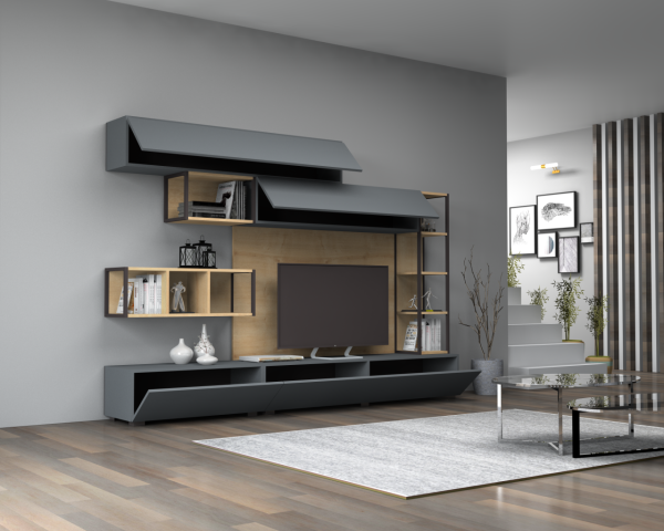 Dmodül Tronador Tv Ünitesi 260 cm Gri-Meşe