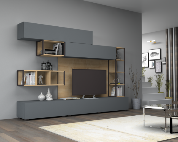 Dmodül Tronador Tv Ünitesi 260 cm Gri-Meşe