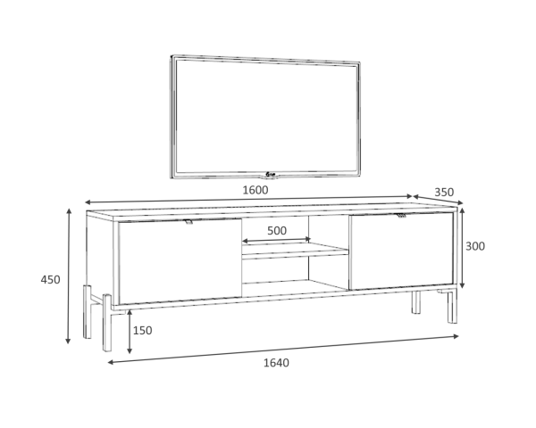 Dmodül Avrasya 160 cm Tv Ünitesi Gri