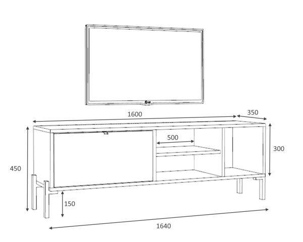 Dmodül Asya 160 cm Tv Ünitesi Gri Beyaz