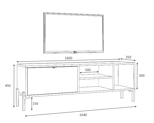 Dmodül Asya 160 cm Tv Ünitesi Meşe Beyaz