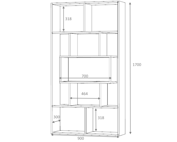 Dmodül Face Dekoratif Gri Kitaplık 90 cm