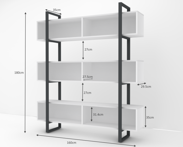 Dsy Metal Ayaklı Kitaplık 160cm