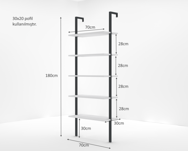 New smart Metal Ayaklı Kitaplık 70cm