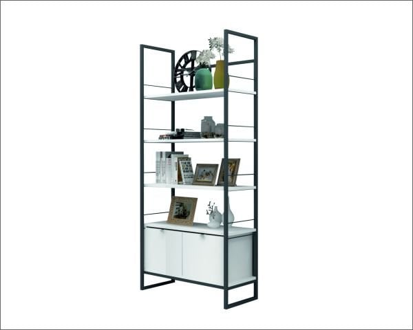 Kary Metal Ayaklı Kitaplık 80cm Beyaz