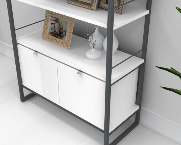 Kary Metal Ayaklı Kitaplık 80cm Beyaz