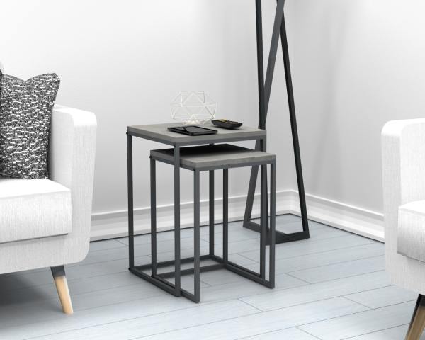Ocean Zigon Sehpa 2'li Retro Beton Gri
