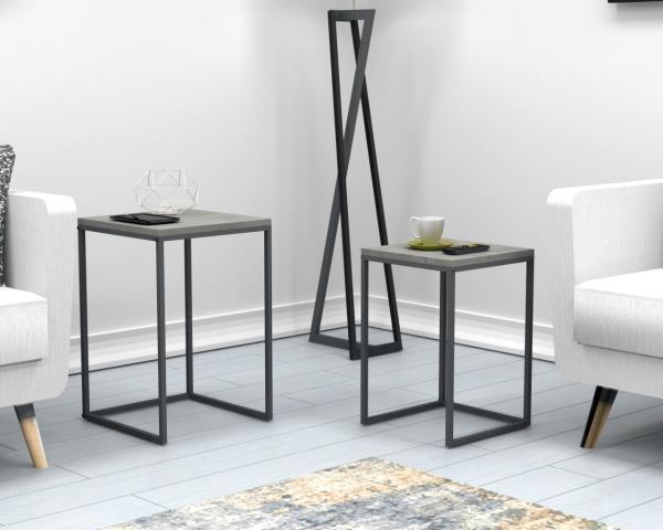 Ocean Zigon Sehpa 2'li Retro Beton Gri
