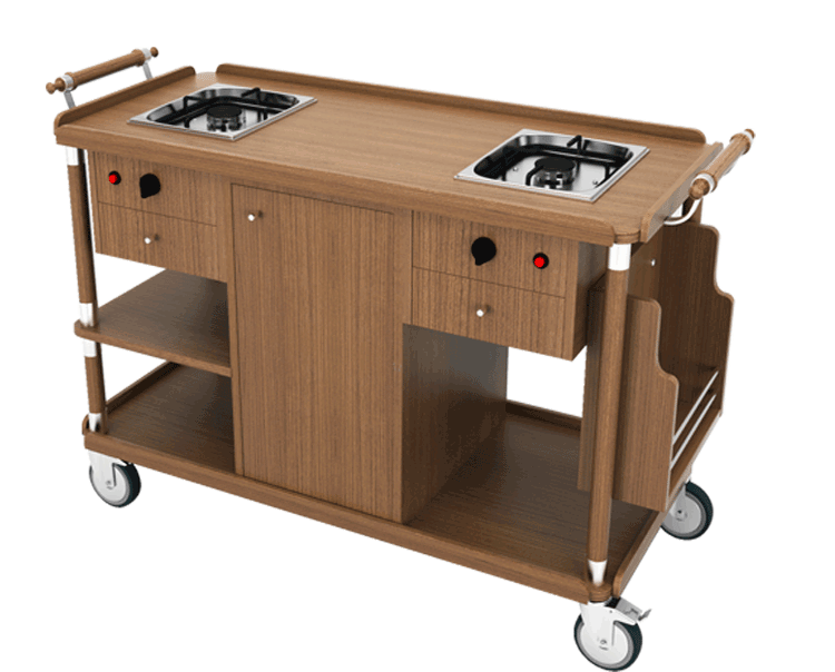 FLAMBE ARABASI ÇİFT OCAKLI 57x135 H: 85 CM