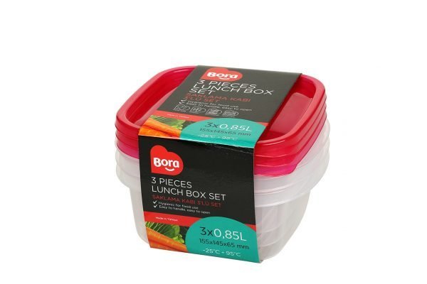 Saklama Kabı Kare Sığ 3' lü Set 0,85lt