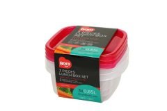 Saklama Kabı Kare Sığ 3' lü Set 0,85lt